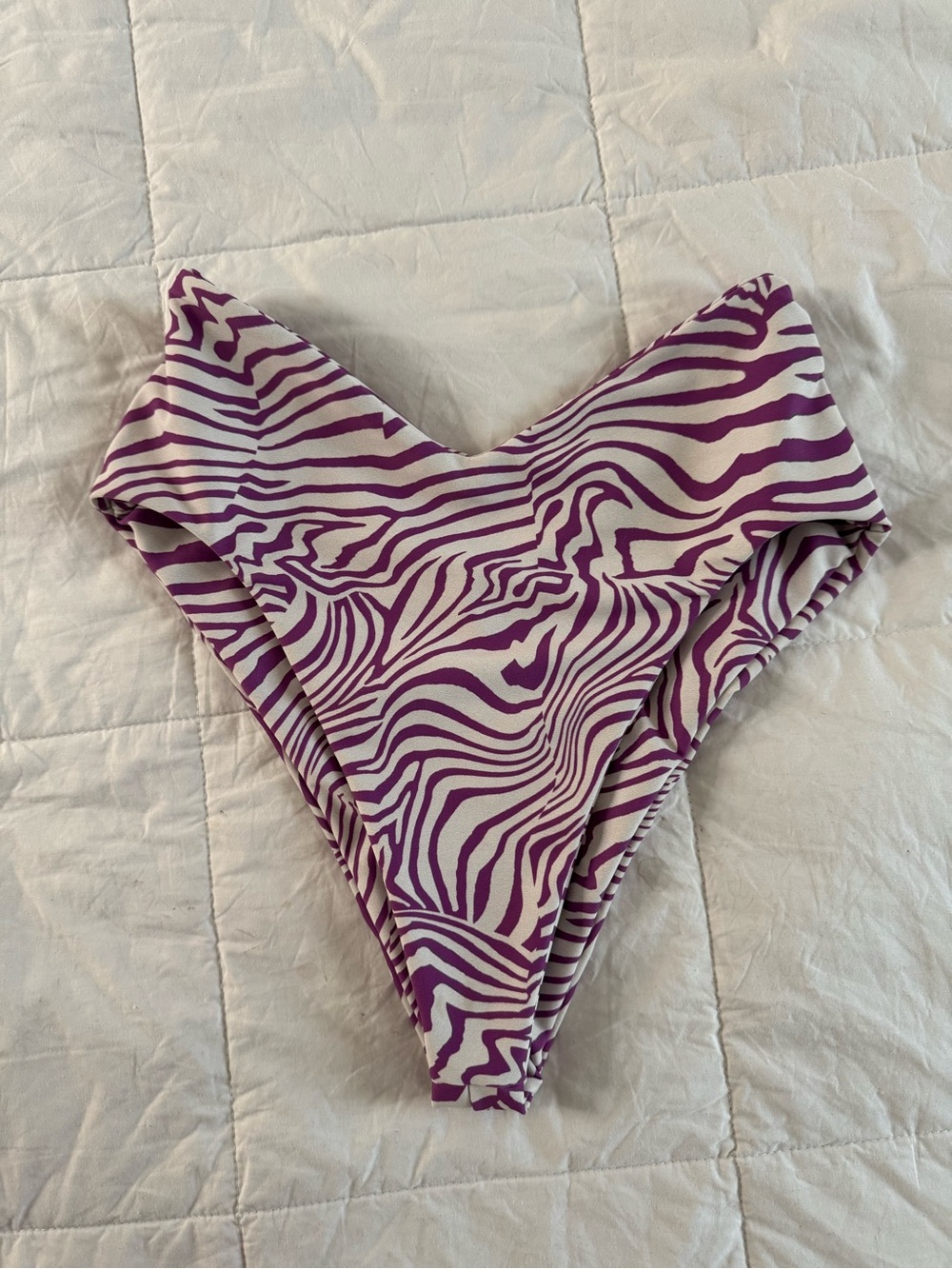 Skatie “Melly” Purple and White Zebra-Print High-Cut Bikini Bottoms